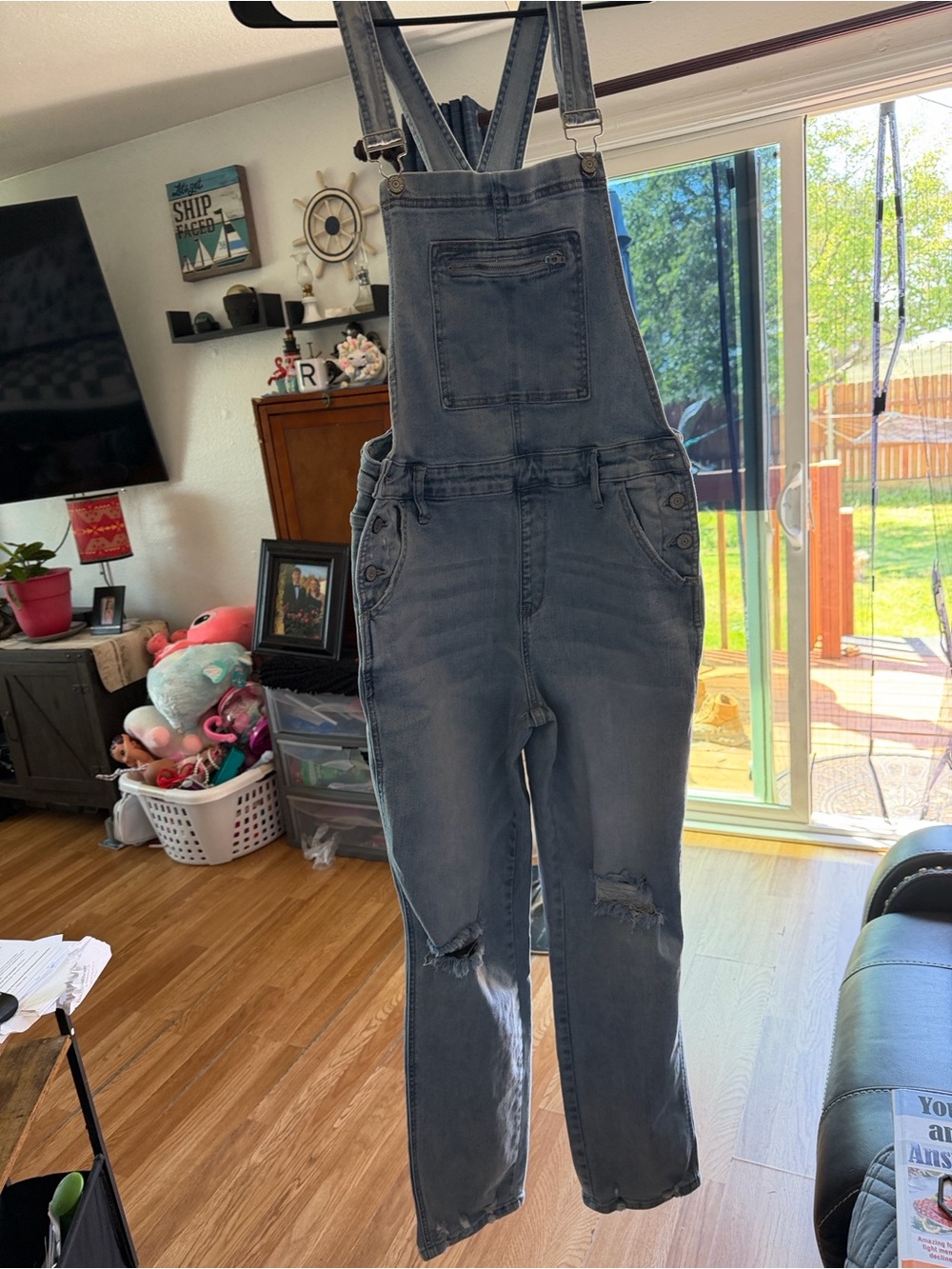 Judy Blue Medium Wash Denim Overalls with Distressed Knees